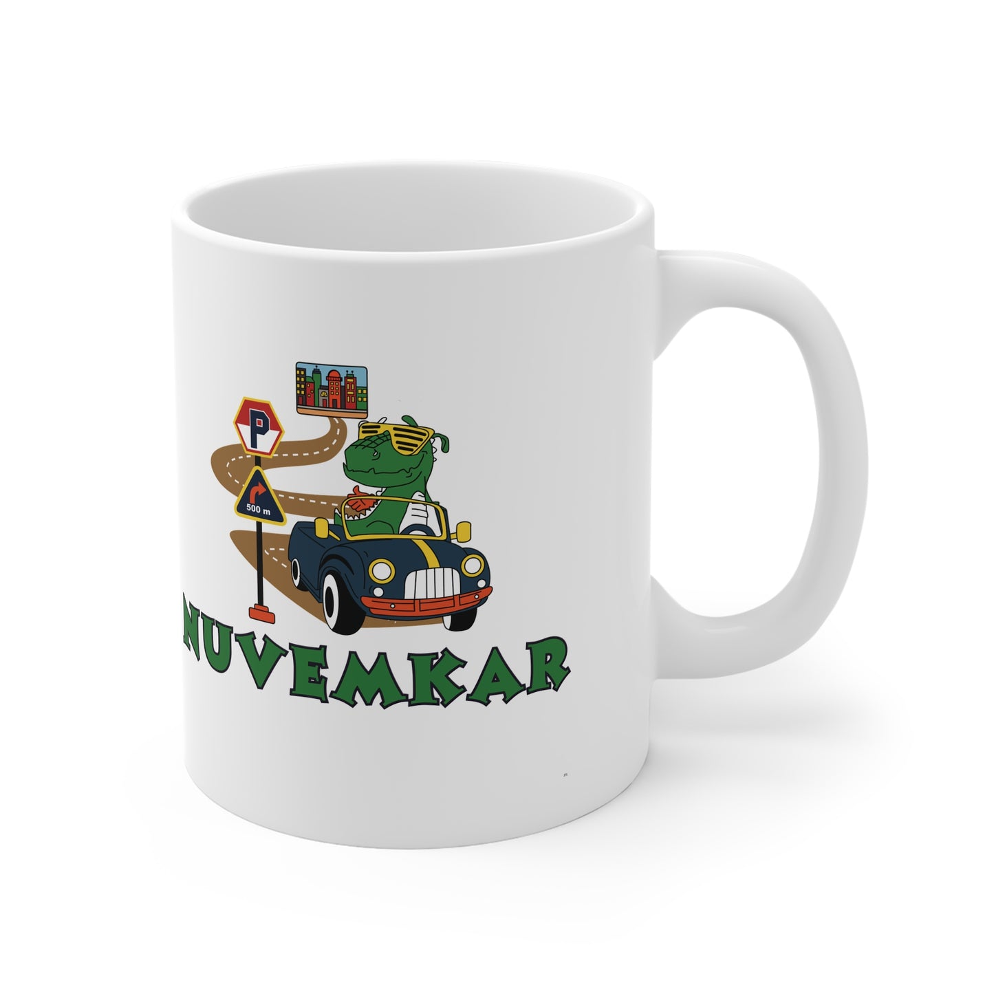 Nevemkar Fun Road Trip 11oz Coffee Mug, Travel Coffee Cup, Quirky Office Mug