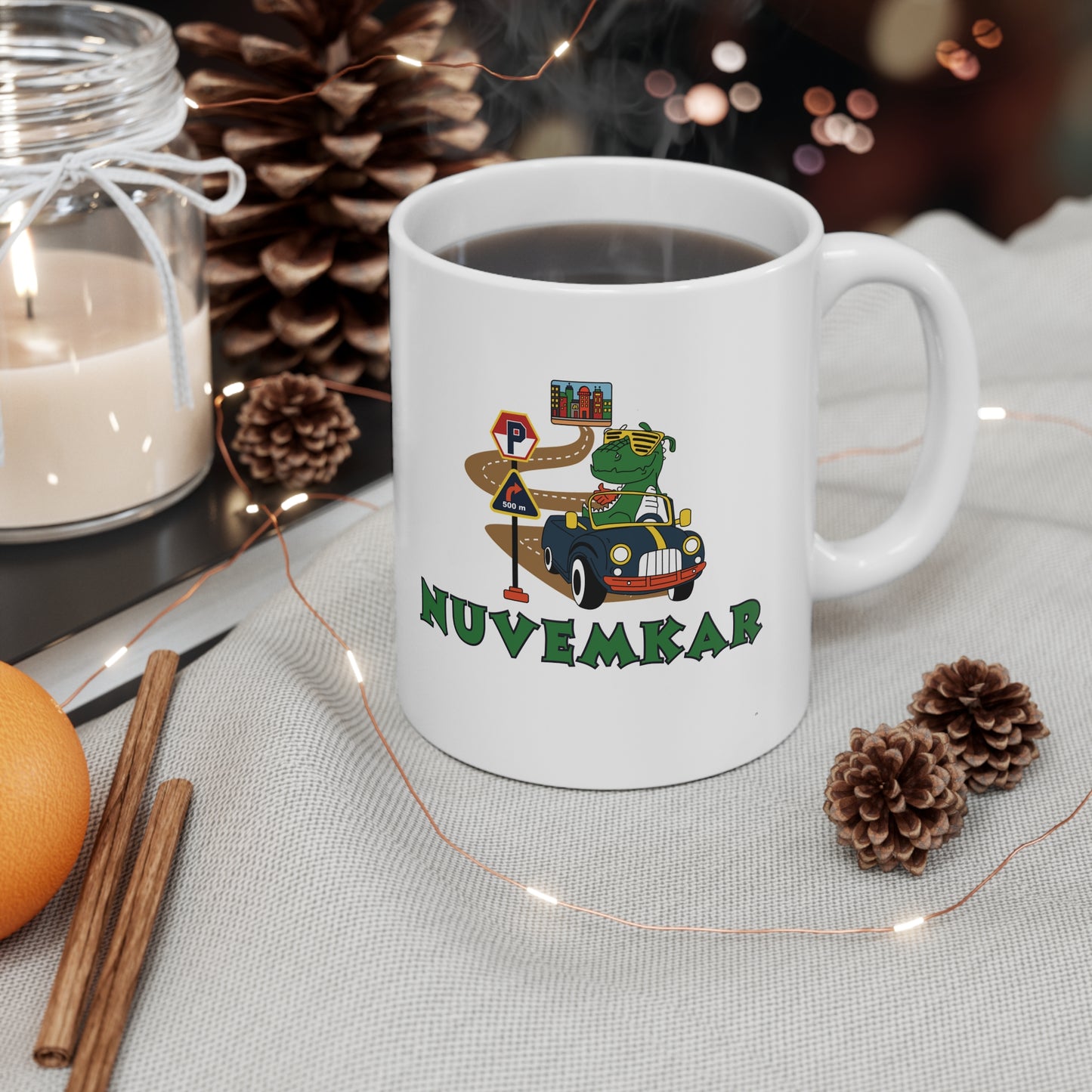 Nevemkar Fun Road Trip 11oz Coffee Mug, Travel Coffee Cup, Quirky Office Mug