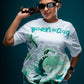 Born in Goa Sand and Sea puff print oversized t-shirt - White
