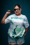 Born in Goa Sand and Sea puff print oversized t-shirt - White