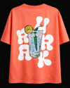 Urrak Signature Puff Print Oversized Tee - Coral