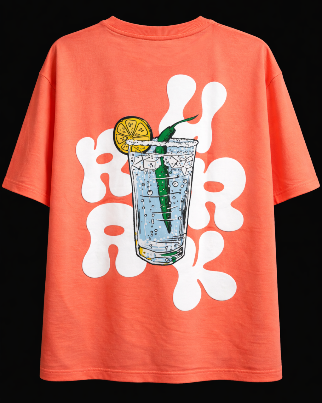 Pre- Order - Urrak Signature Puff Print Oversized Tee - Coral