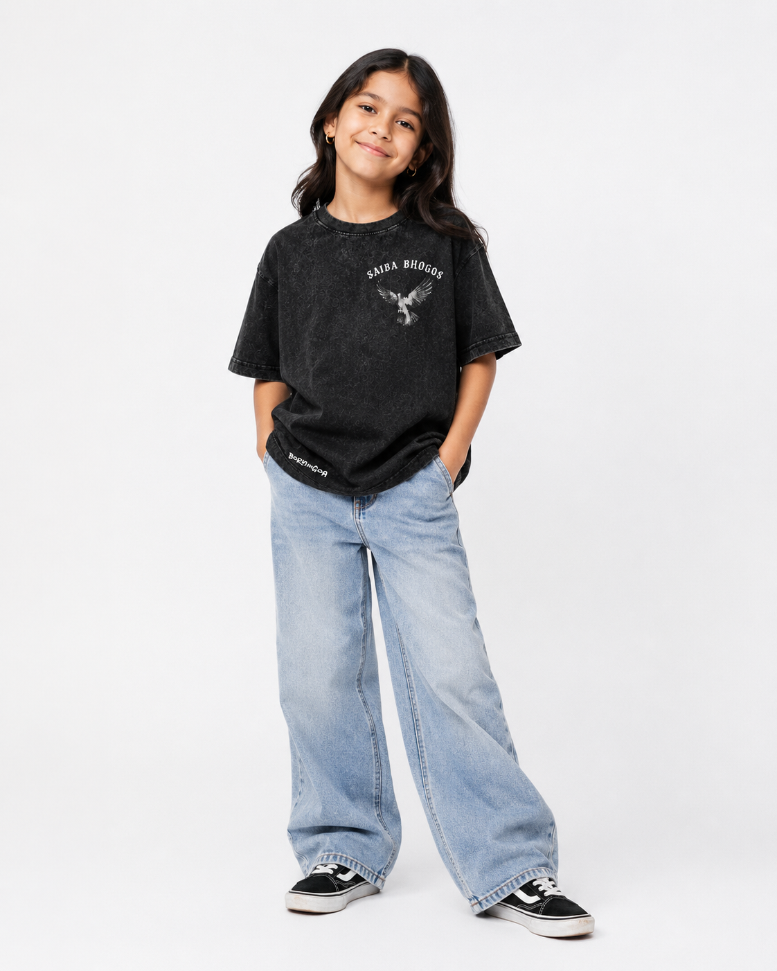 Saiba Bhogos – Premium Oversized Kids Tee (Optic Wash)
