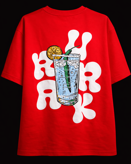 Pre- Order - Urrak Signature Puff Print Oversized Tee - Red