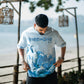 Born in Goa Sand and Sea puff print oversized t-shirt (Pale Blue)