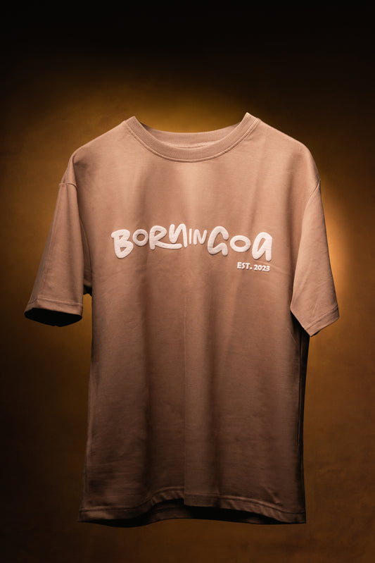 Born in Goa Essentials | Puff Print Unisex Fit Coffee Brown