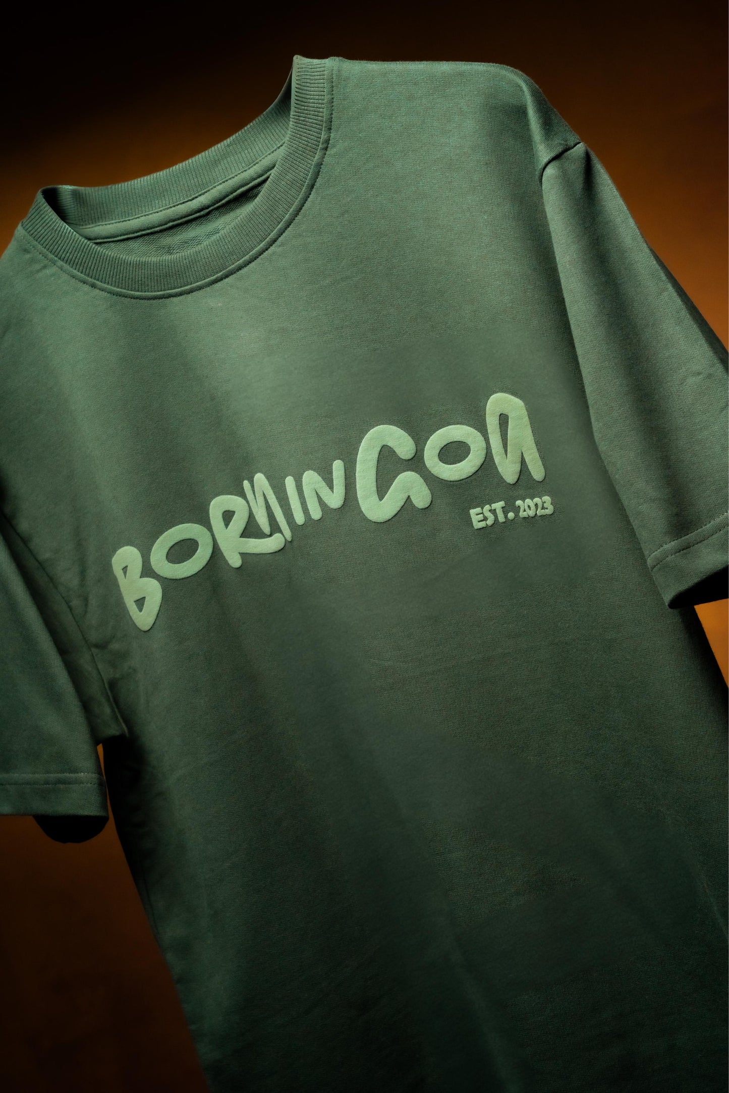 Born in Goa Essentials | Puff Print Unisex Fit Bottle Green