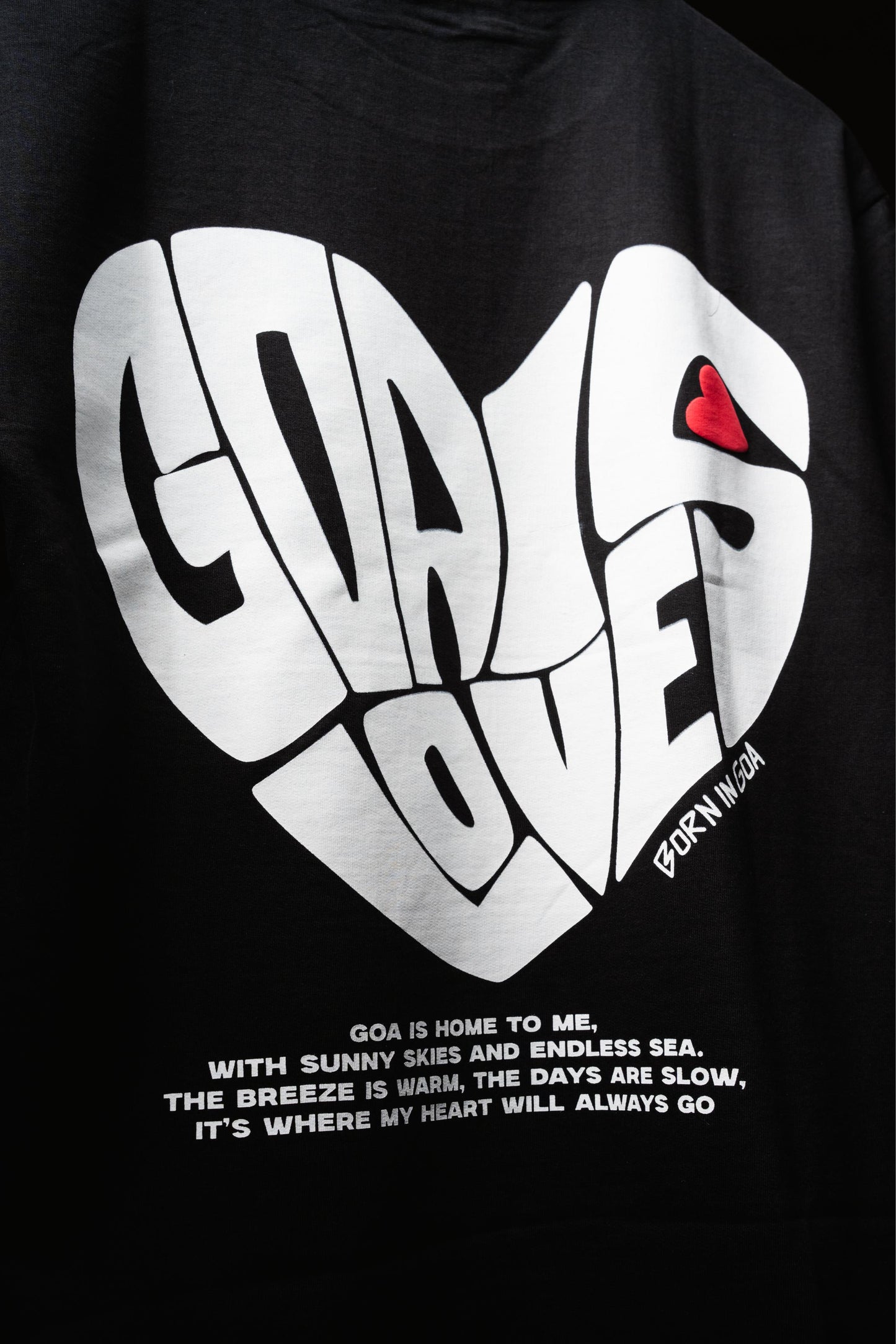 Goa is Love Puffed Heart Unisex Oversized t-shirt - Black