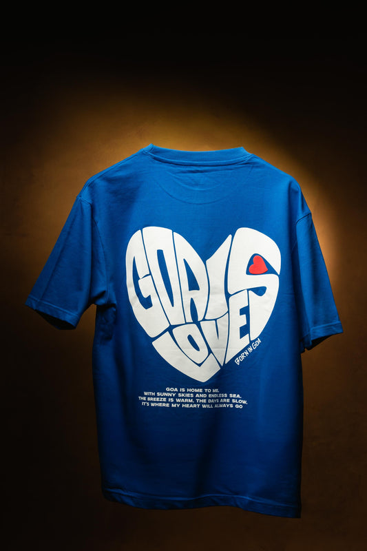 Goa is Love Puffed Heart Unisex Oversized t-shirt - Royal Blue